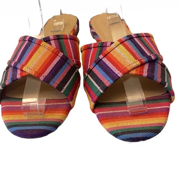 J Crew Cora Crisscross Sandals Rainbow Boho Women’s Size 9 1/2. - Picture 2 of 7